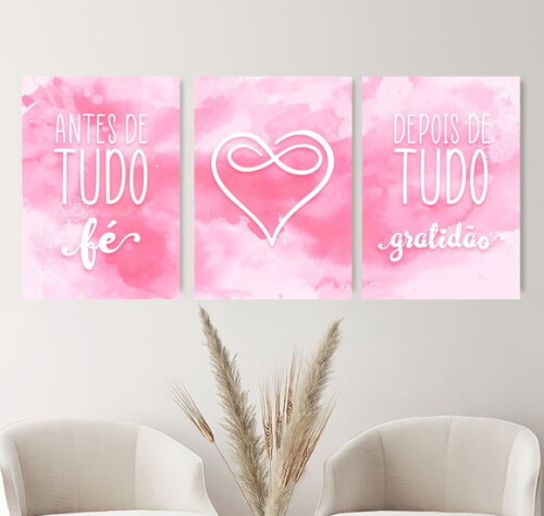 Kit Trio 3 Placas Decorativas Antes De Tudo Fé 42x60 A2