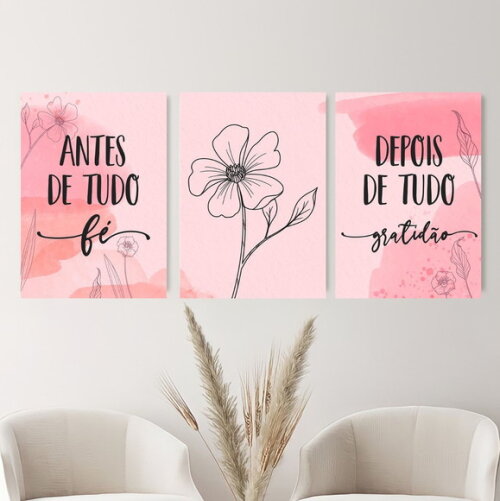 Kit Trio 3 Placas Decorativas Antes De Tudo Fé 42x60 A2
