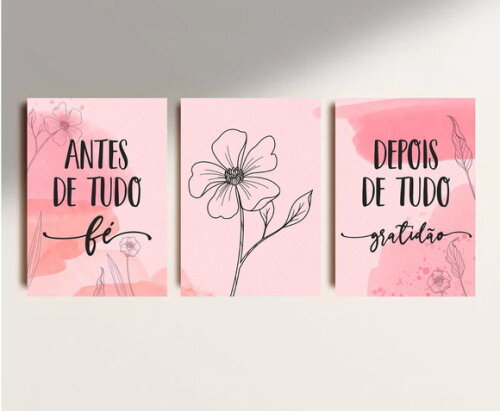 Kit Trio 3 Placas Decorativas Antes De Tudo Fé 42x60 A2