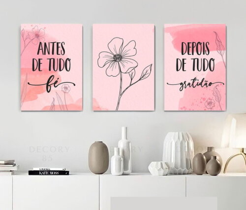 Kit Trio 3 Placas Decorativas Antes De Tudo Fé 42x60 A2