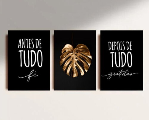 Kit Trio 3 Placas Decorativas Antes De Tudo Fé 42x60 A2