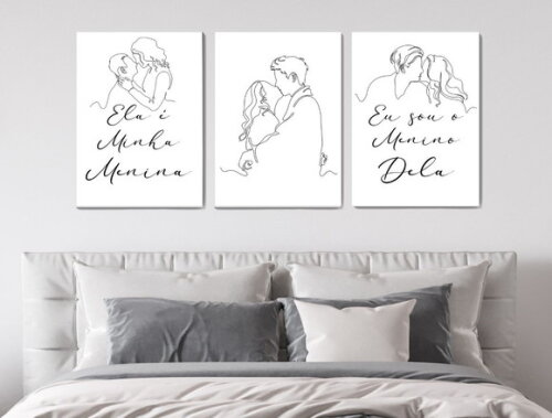 Kit Trio 3 Placas Decorativas Ela É Minha Menina 42x60