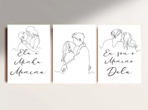 Kit Trio 3 Placas Decorativas Ela É Minha Menina 42x60