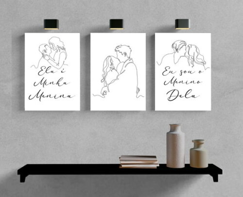 Kit Trio 3 Placas Decorativas Ela É Minha Menina Casal 21x30