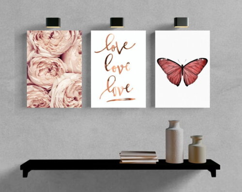 Kit Trio 3 Placas Decorativas Love Flores Borboleta 30x42 A3