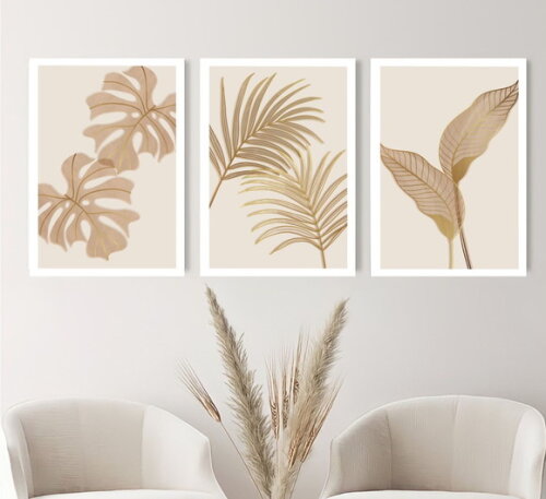 Kit Trio 3 Placas Decorativas Plantas Flores 42x60 A2