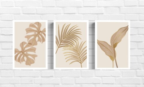 Kit Trio 3 Placas Decorativas Plantas Flores 21x30 A4