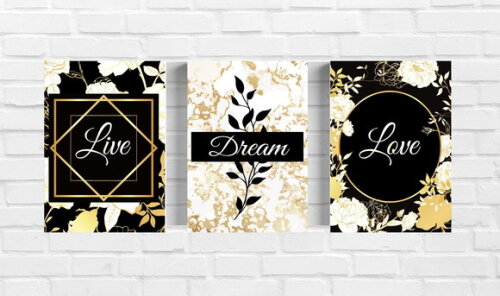Kit Trio 3 Placas Decorativas Sala Quarto 21x30 A4
