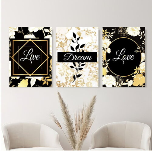 Kit Trio 3 Placas Decorativas Sala Quarto 42x60 A2