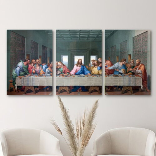 Kit Trio 3 Placas Decorativas Santa Ceia Fé Apóstolos 42x60