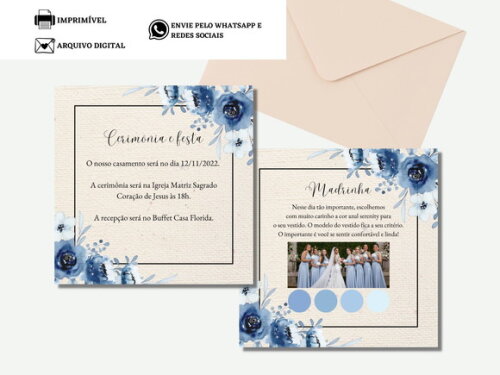 Manual Padrinhos Madrinhas Arte Digital Virtual Azul Flores