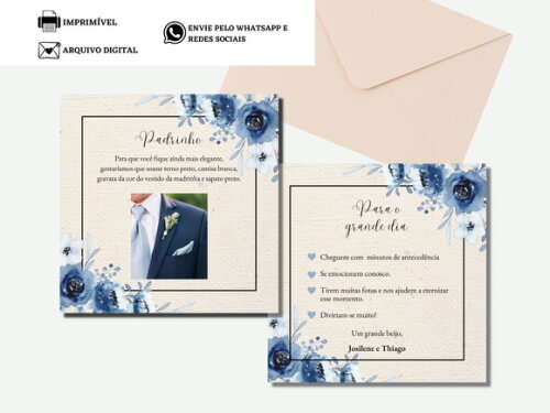 Manual Padrinhos Madrinhas Arte Digital Virtual Azul Flores