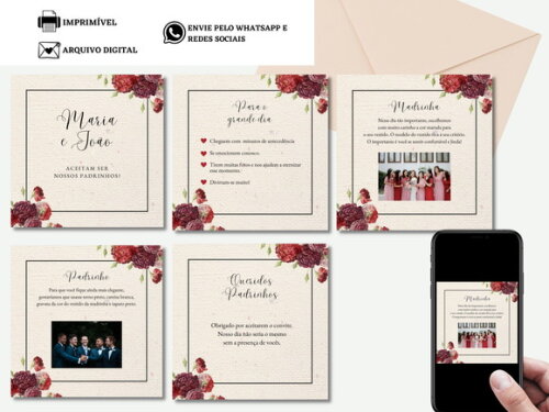 Manual Padrinhos Madrinhas Arte Digital Virtual Rosas Flores