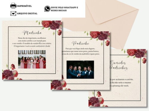 Manual Padrinhos Madrinhas Arte Digital Virtual Rosas Flores