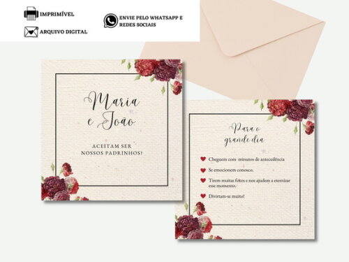 Manual Padrinhos Madrinhas Arte Digital Virtual Rosas Flores