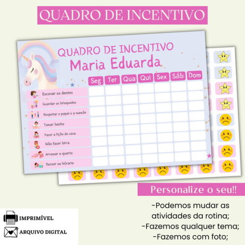 Quadro de Incentivo Unicórnio Arte Digital para Imprimir