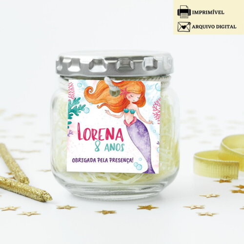 Tag Etiqueta Agradecimento Lembrancinha Sereia Arte Digital
