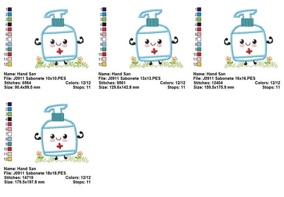 Matriz de Bordado Álcool Gel Infantil Aplique
