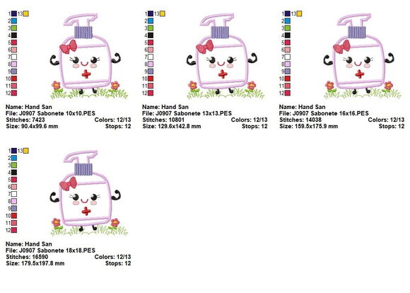 Matriz de Bordado Álcool Gel Infantil Aplique