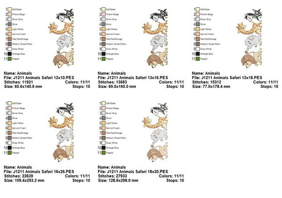 Matriz de Bordado Animais Safari Ponto Sketch