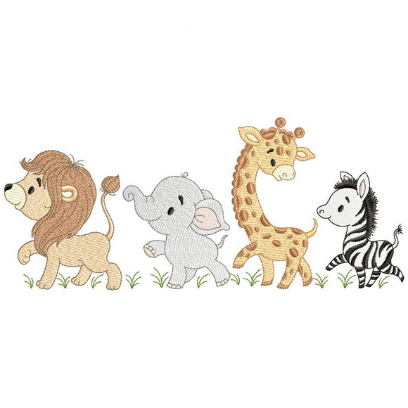 Matriz de Bordado Animais Safari Ponto Sketch