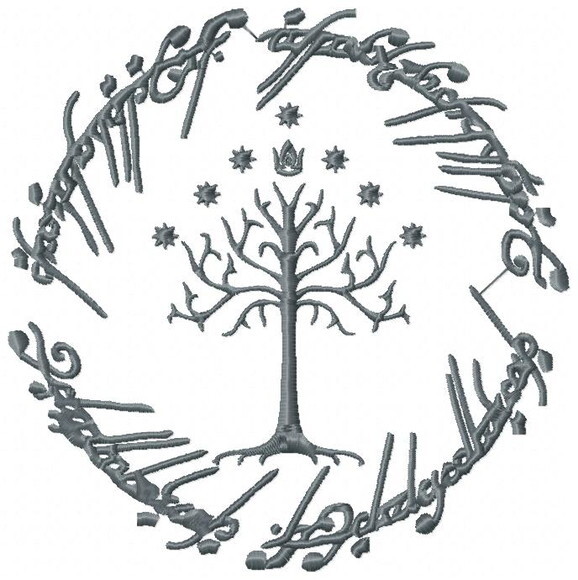 Matriz de Bordado Árvore de Gondor Senhor dos Anéis Ponto Satin