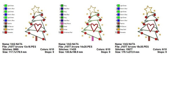 Matriz de Bordado Árvore de Natal com Coração Aplique