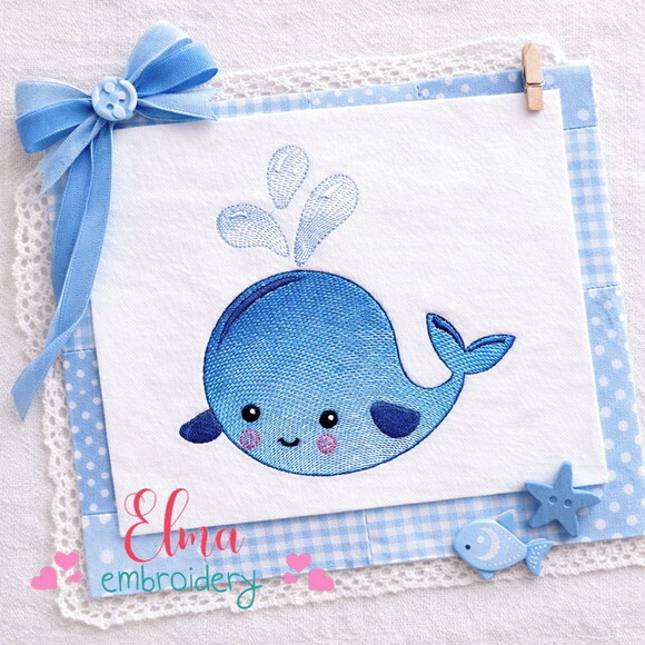 Matriz de Bordado Baleia Cute Ponto Rippled
