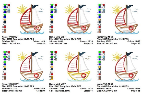 Matriz de Bordado Barquinho ao Sol Aplique