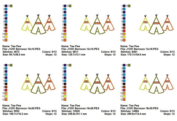 Matriz de Bordado Barracas Tee Pee Aplique