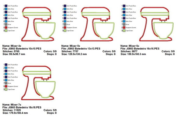 Matriz de Bordado Batedeira com Tigela Aplique