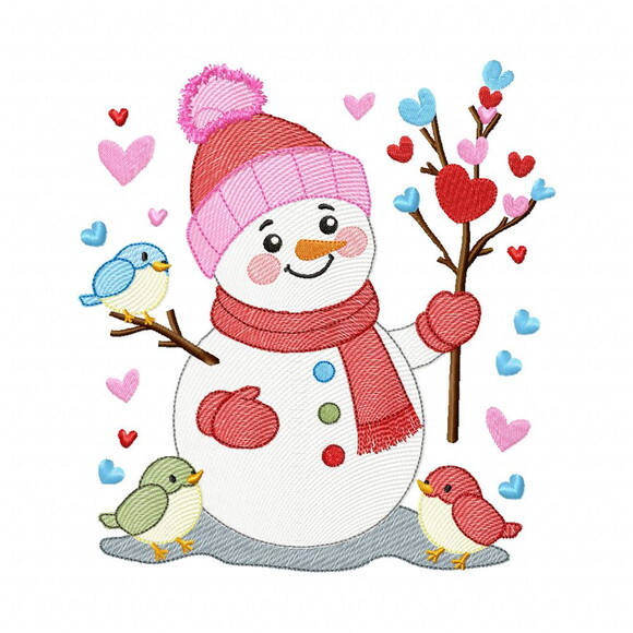Matriz de Bordado Boneco de Neve Amor Ponto Sketch