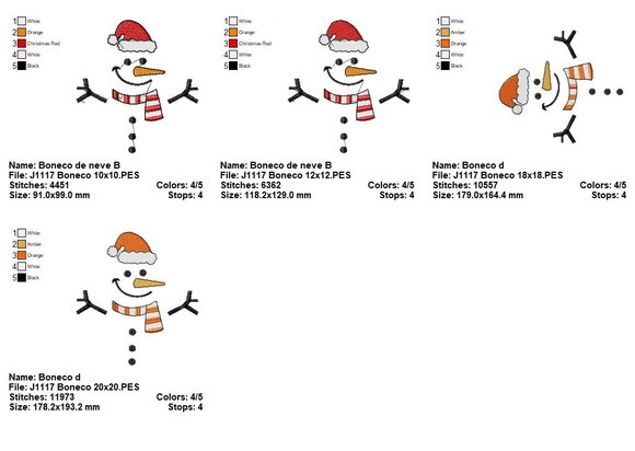 Matriz de Bordado Boneco de Neve com Gorro e Cachecol
