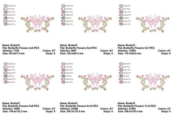 Matriz de Bordado Borboleta Floral Ponto Sketch