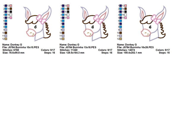 Matriz de Bordado Burro Burrinha Aplique