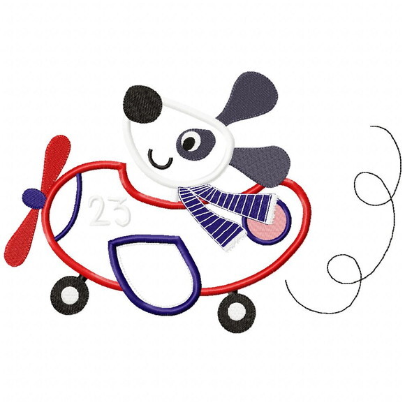 Matriz de Bordado Cachorrinho Aviador no Avião