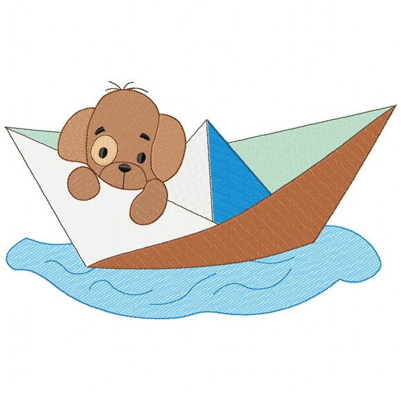 Matriz de Bordado Cachorrinho no Barquinho Ponto Cheio
