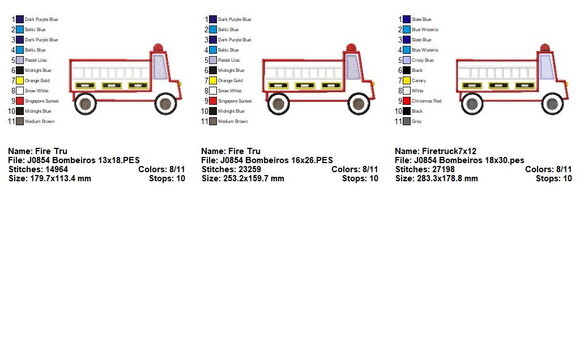 Matriz de Bordado Caminhão de Bombeiros Aplique