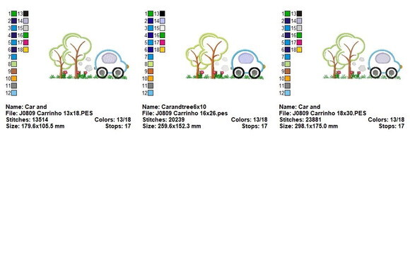 Matriz de Bordado Carro Carrinho na Natureza Aplique