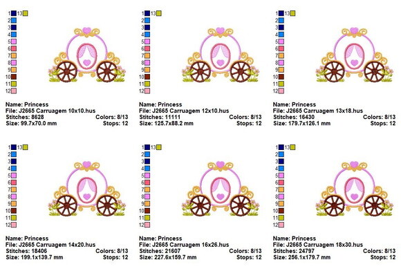 Matriz de Bordado Carruagem Encantada de Princesa