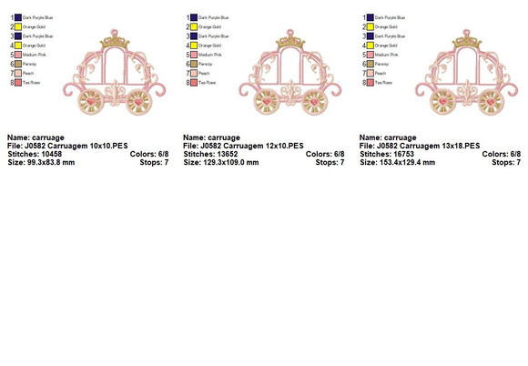 Matriz de Bordado Carruagem Princesa Luxo