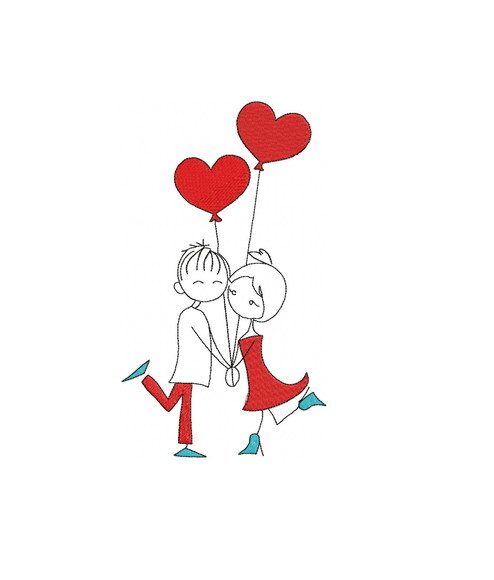 Matriz de Bordado Casal Amor nas Nuvens Ponto Cheio