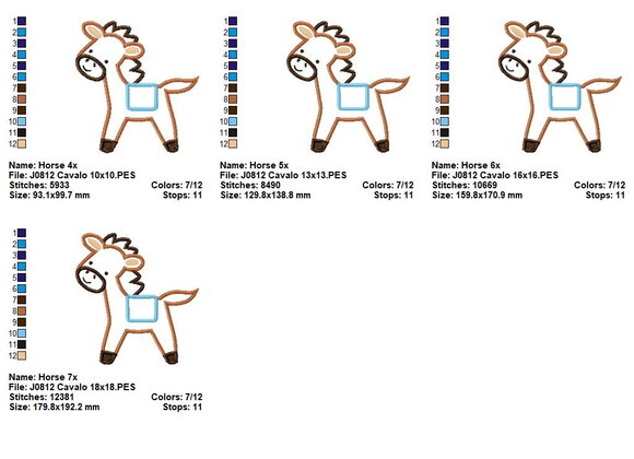 Matriz de Bordado Cavalo Cavalinho Aplique