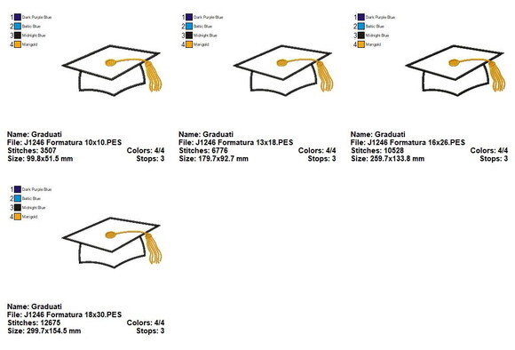 Matriz de Bordado Chapéu de Formatura Capelo Aplique