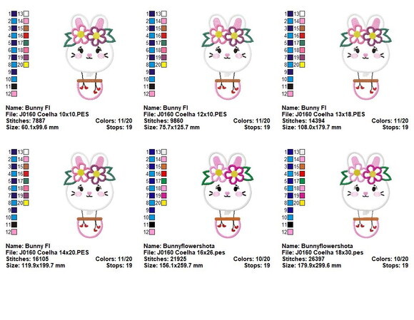 Matriz de Bordado Coelha Floral Encantada Ponto Cheio