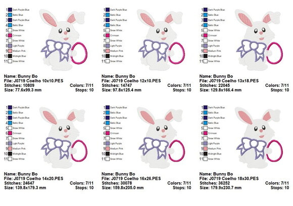 Matriz de Bordado Coelhinho da Páscoa com Laço e Ovo
