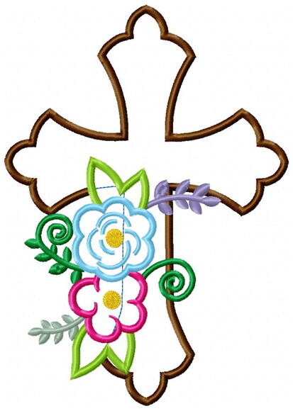 Matriz de Bordado Cruz Floral Delicada Aplique