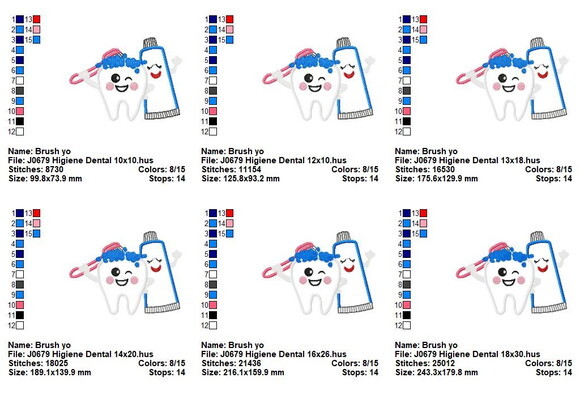 Matriz de Bordado Dentinho Feliz Escova e Creme Dental
