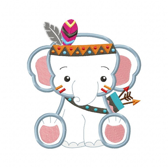 Matriz de Bordado Elefante Boho Aplique