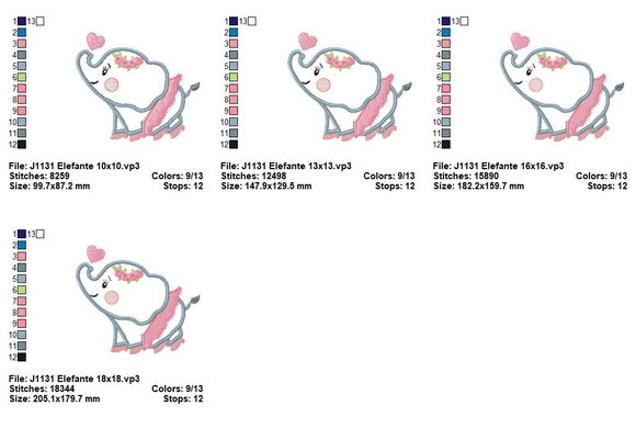 Matriz de Bordado Elefante Bailarina Aplique